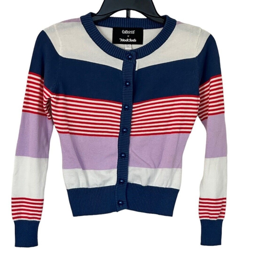 ModCloth x Collectif Into Knots coastal stripe cardigan size XXS